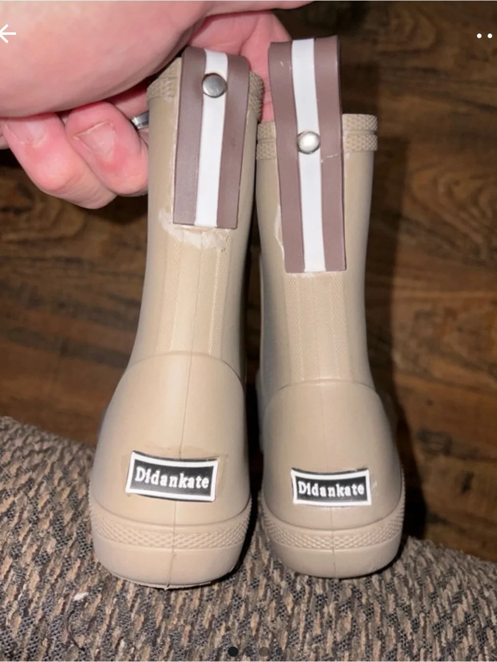 Kids Beige Rain & Snow Boots with Contrast Pull Tabs